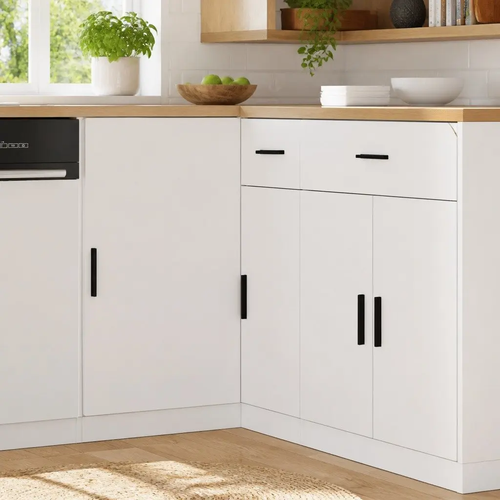 White Engineered Wood Kitchen Base Unit
