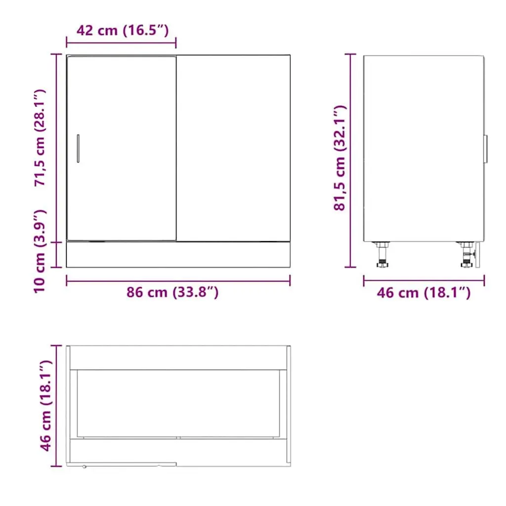 White Engineered Wood Kitchen Base Unit