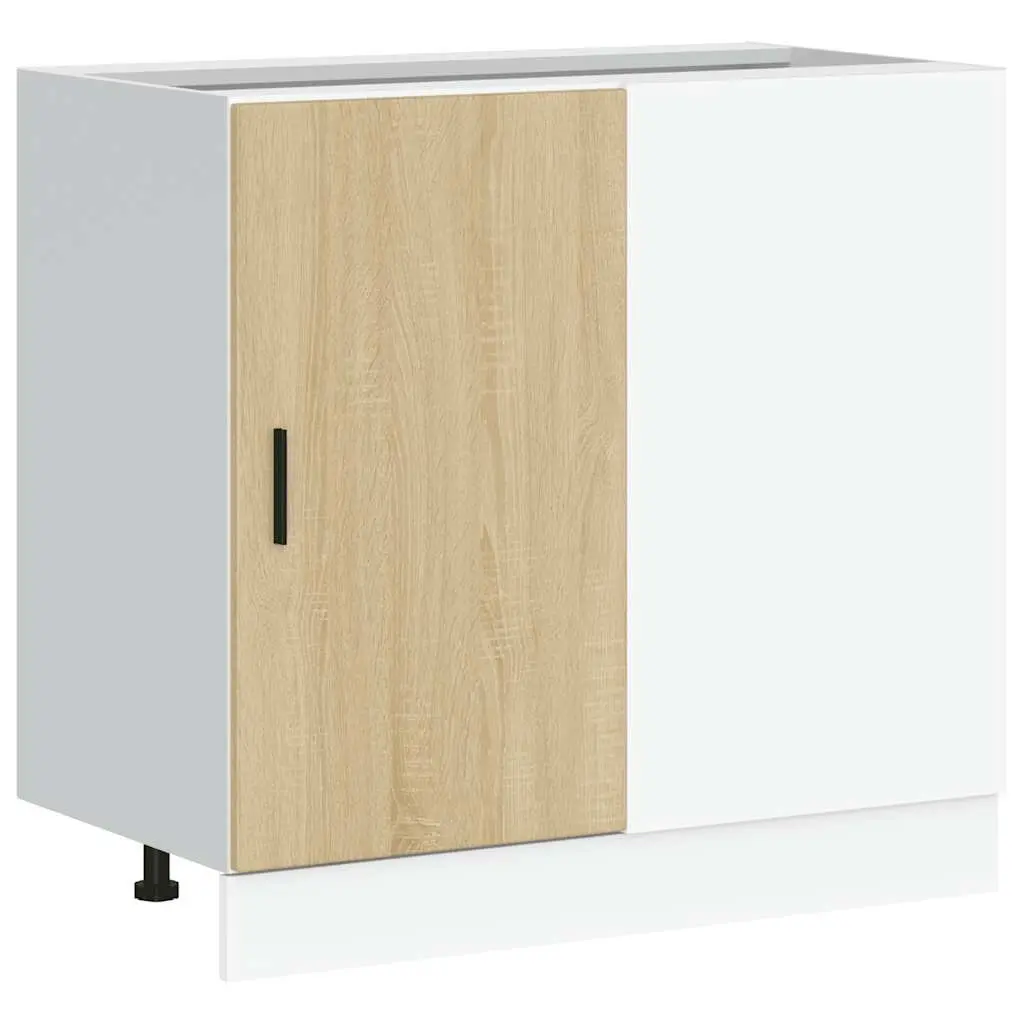 Kitchen Base Cabinet Brown Engineered Wood Storage Cupboard Sink Unit Furniture