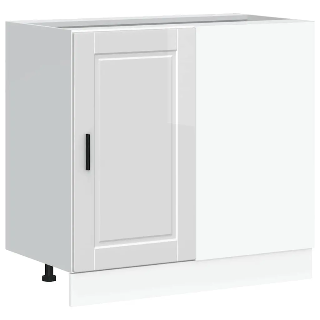 Kitchen Base Cabinet Storage Unit White High Gloss Engineered Wood Cupboard