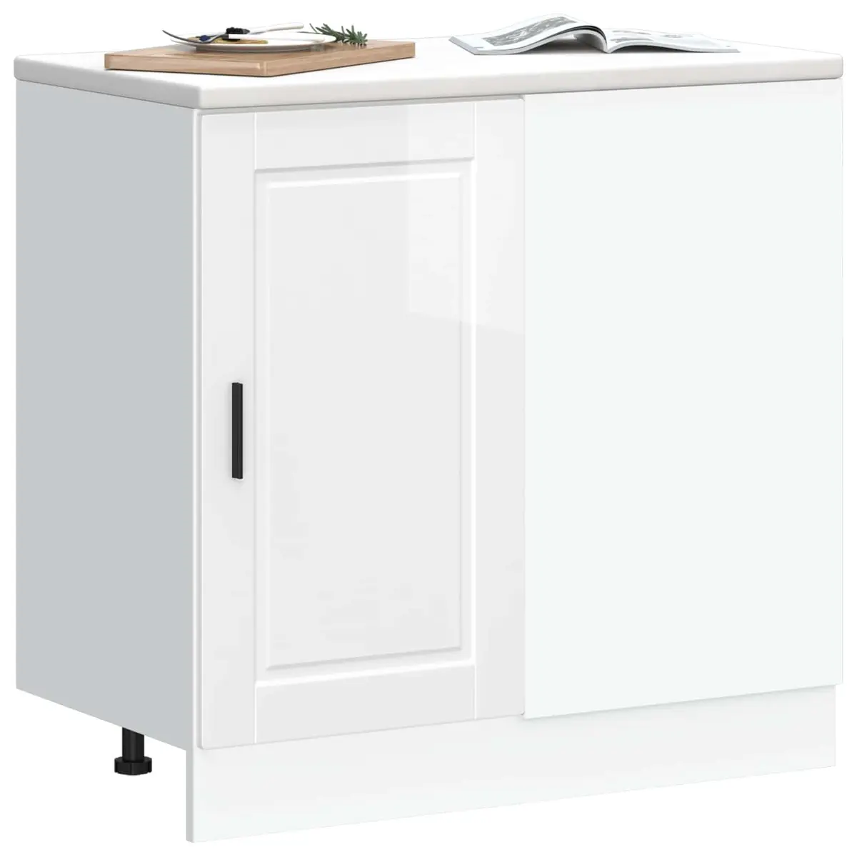 Kitchen Base Cabinet Storage Unit White High Gloss Engineered Wood Cupboard