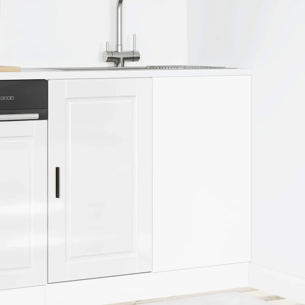 Kitchen Base Cabinet Storage Unit White High Gloss Engineered Wood Cupboard