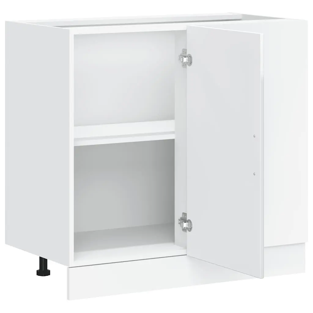 Kitchen Base Cabinet Storage Unit White High Gloss Engineered Wood Cupboard