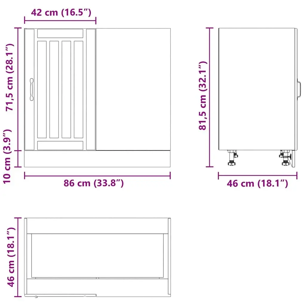 Kitchen Base Cabinet in Durable Engineered Wood