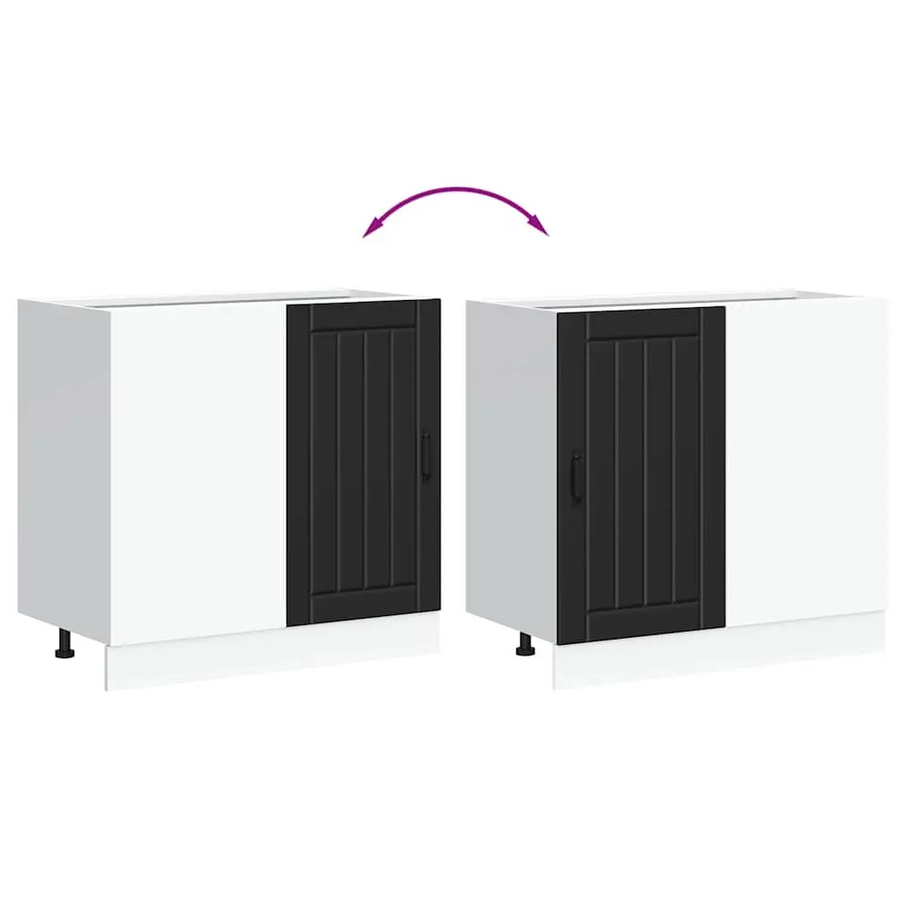 Black Engineered Wood Kitchen Cabinet