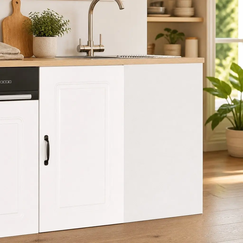 White Engineered Wood Kitchen Cabinet