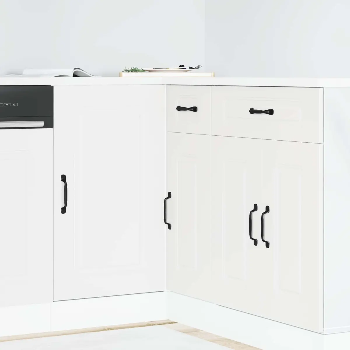 White Engineered Wood Kitchen Cabinet