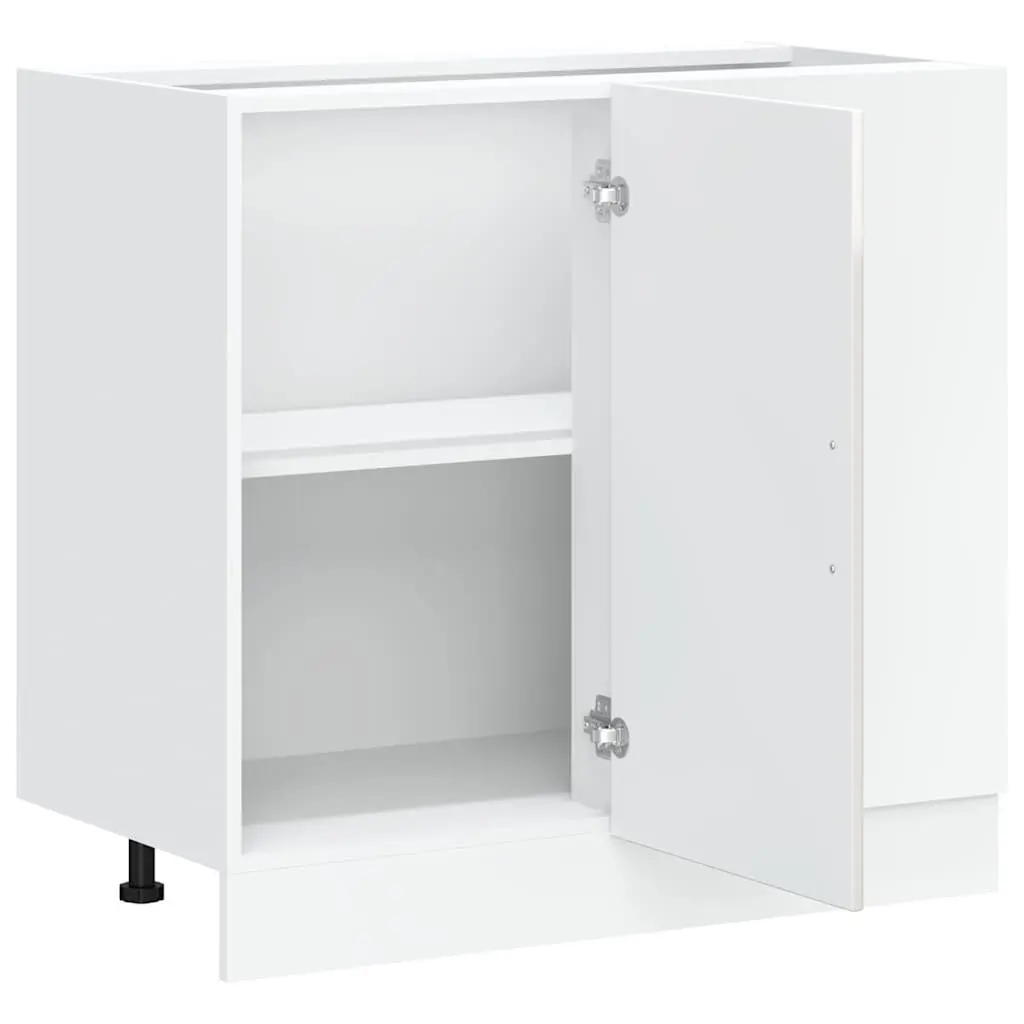 Kitchen Base Cabinet White High Gloss Engineered Wood Storage Cupboard Organizer