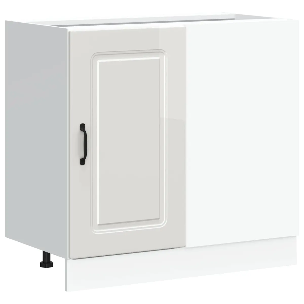 Kitchen Base Cabinet White High Gloss Engineered Wood Storage Cupboard Organizer