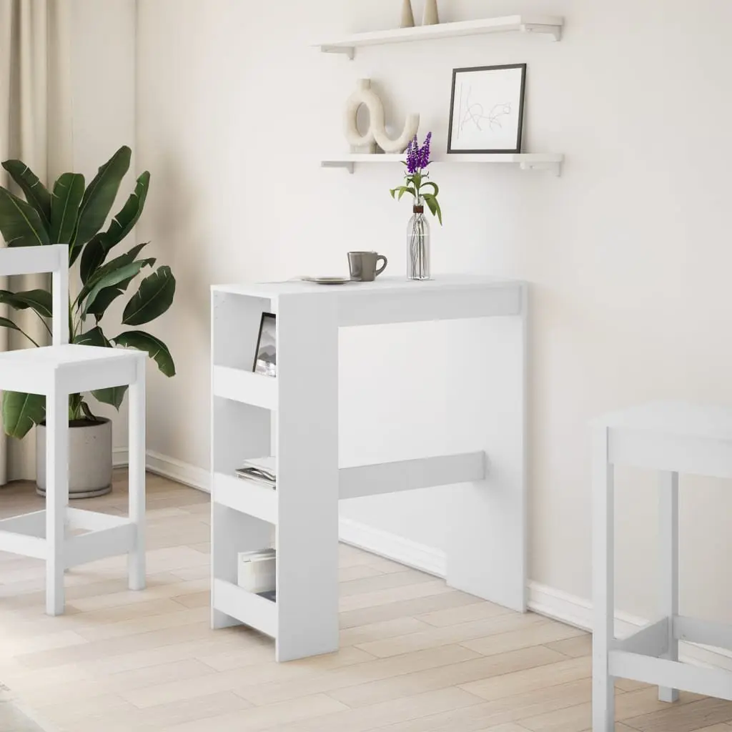 White Bar Table with Ample Storage