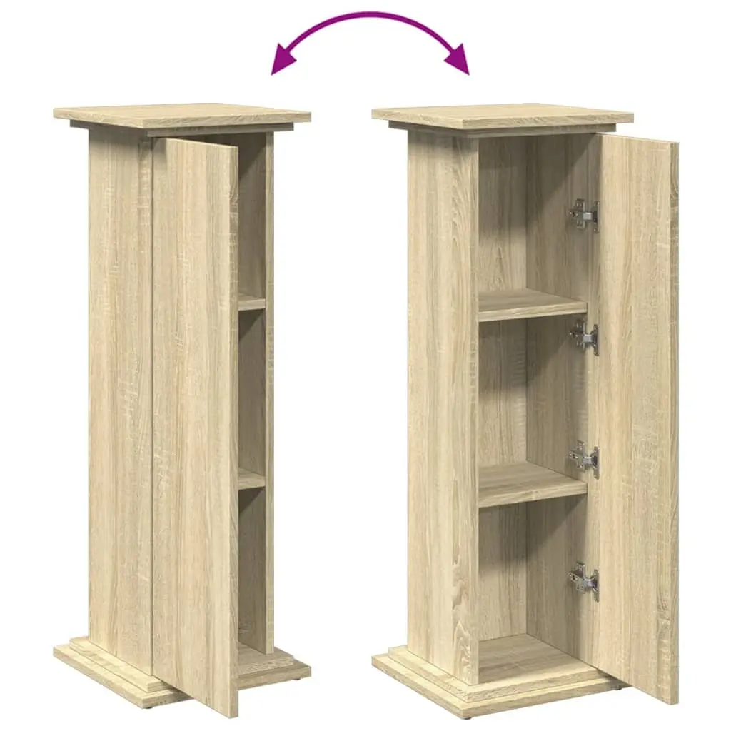 Three-Tier Plant Display Stand Storage Cabinet Brown Engineered Wood