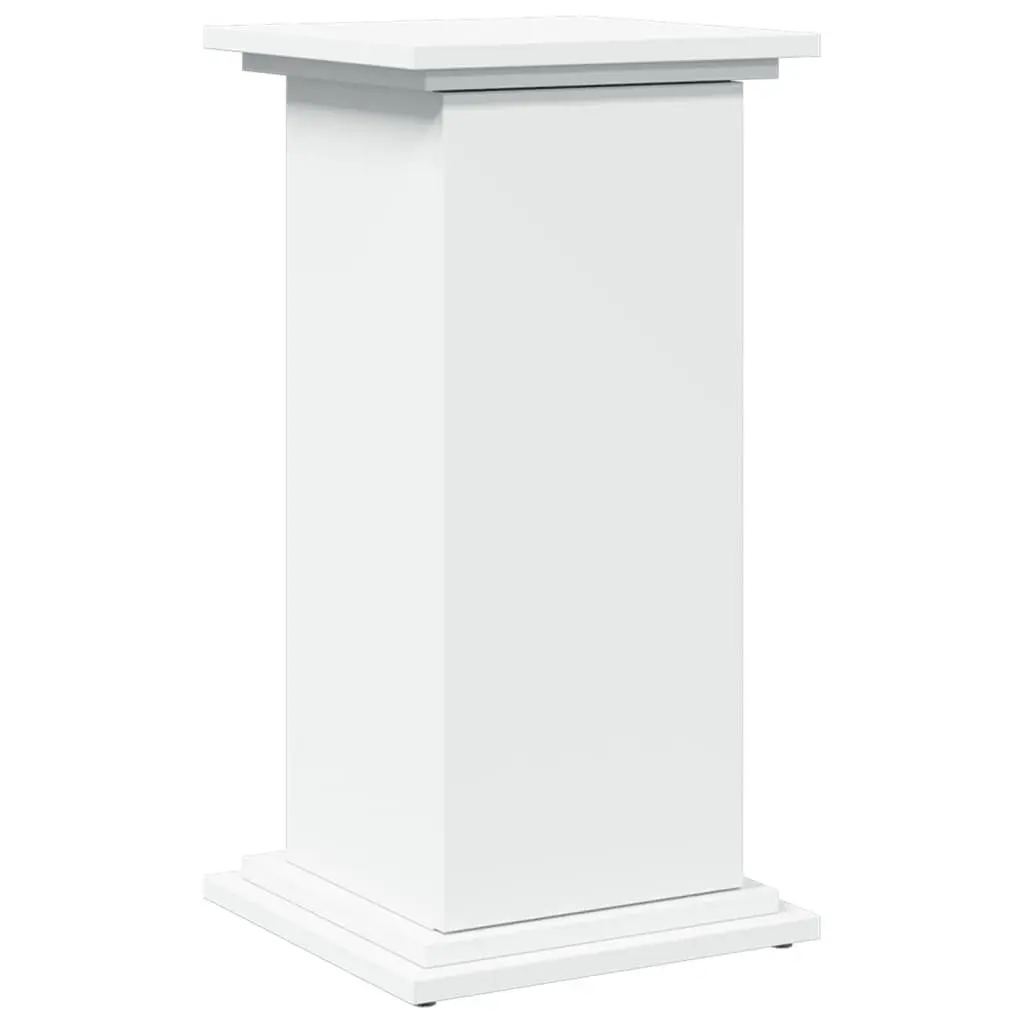 Pillar Display Stand Storage Cabinet Two-Tier Engineered Wood White