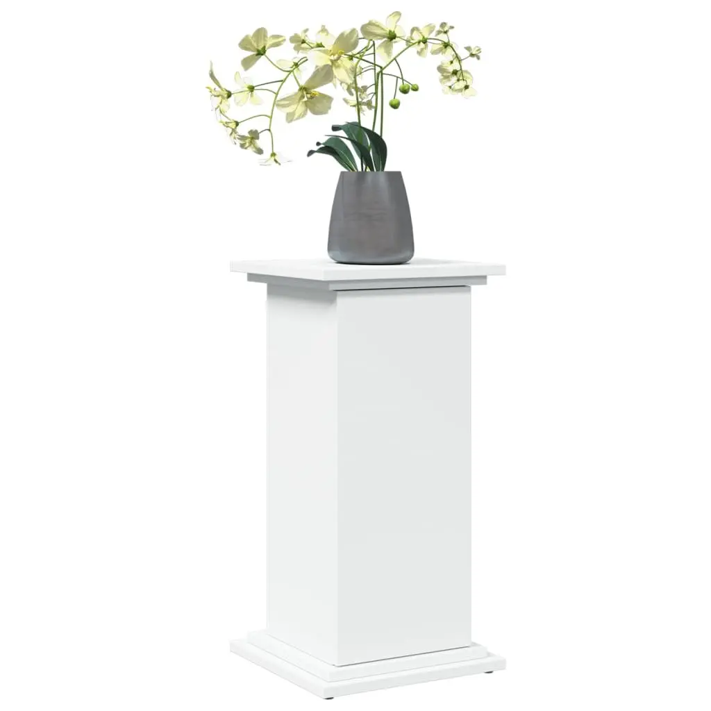 Pillar Display Stand Storage Cabinet Two-Tier Engineered Wood White