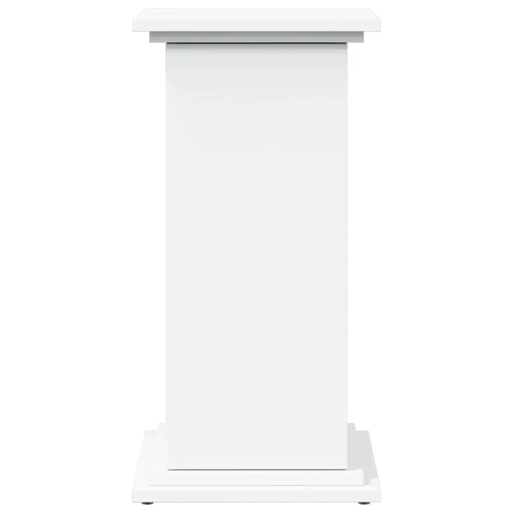 Pillar Display Stand Storage Cabinet Two-Tier Engineered Wood White