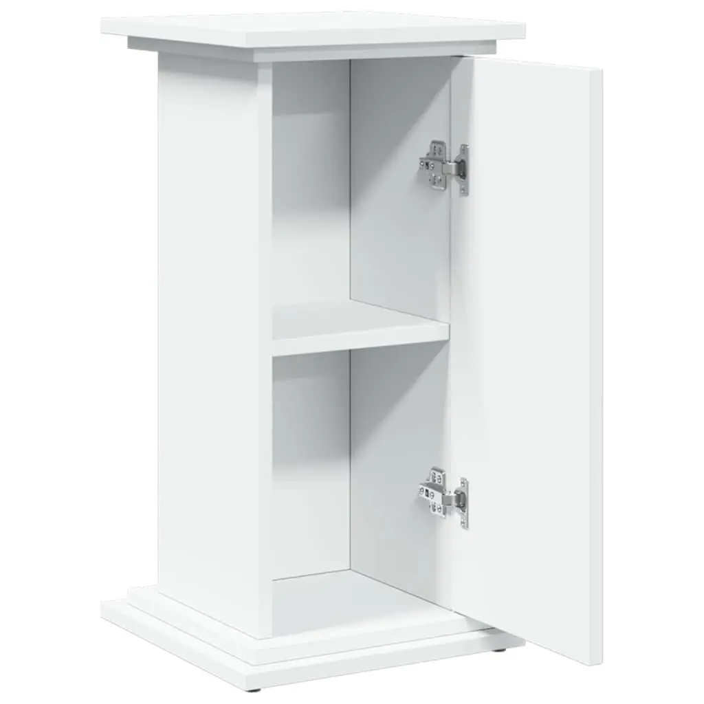 Pillar Display Stand Storage Cabinet Two-Tier Engineered Wood White