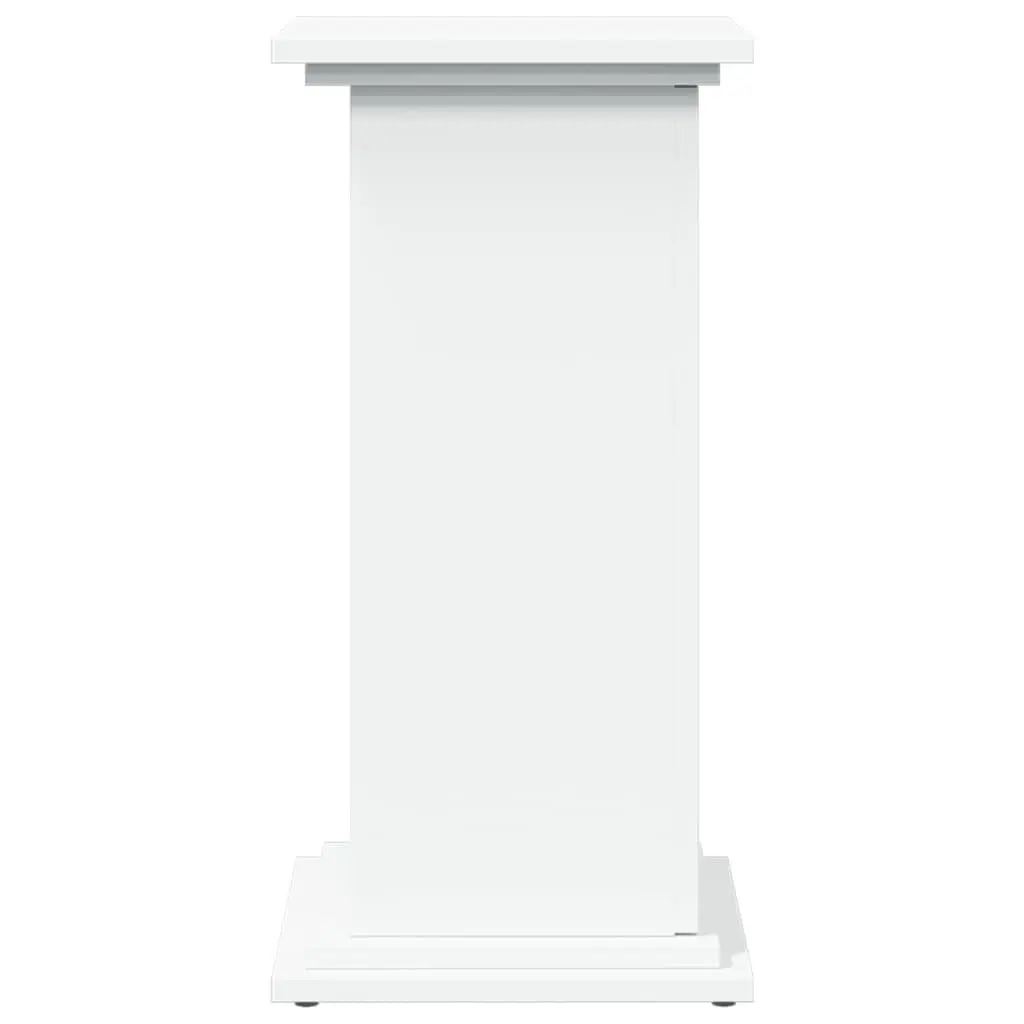 Pillar Display Stand Storage Cabinet Two-Tier Engineered Wood White