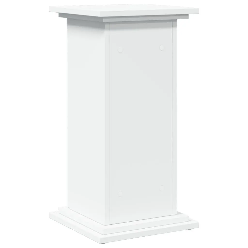 Pillar Display Stand Storage Cabinet Two-Tier Engineered Wood White