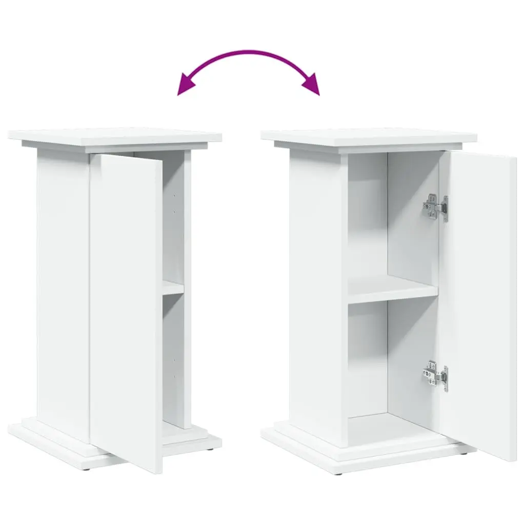 Pillar Display Stand Storage Cabinet Two-Tier Engineered Wood White