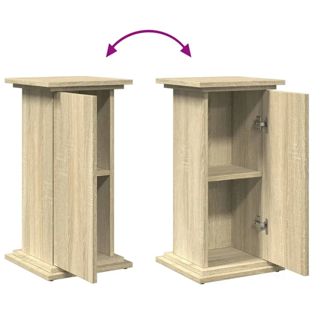 Plant Display Stand Storage Cabinet Two-Tier Brown Engineered Wood 31x30x60 cm