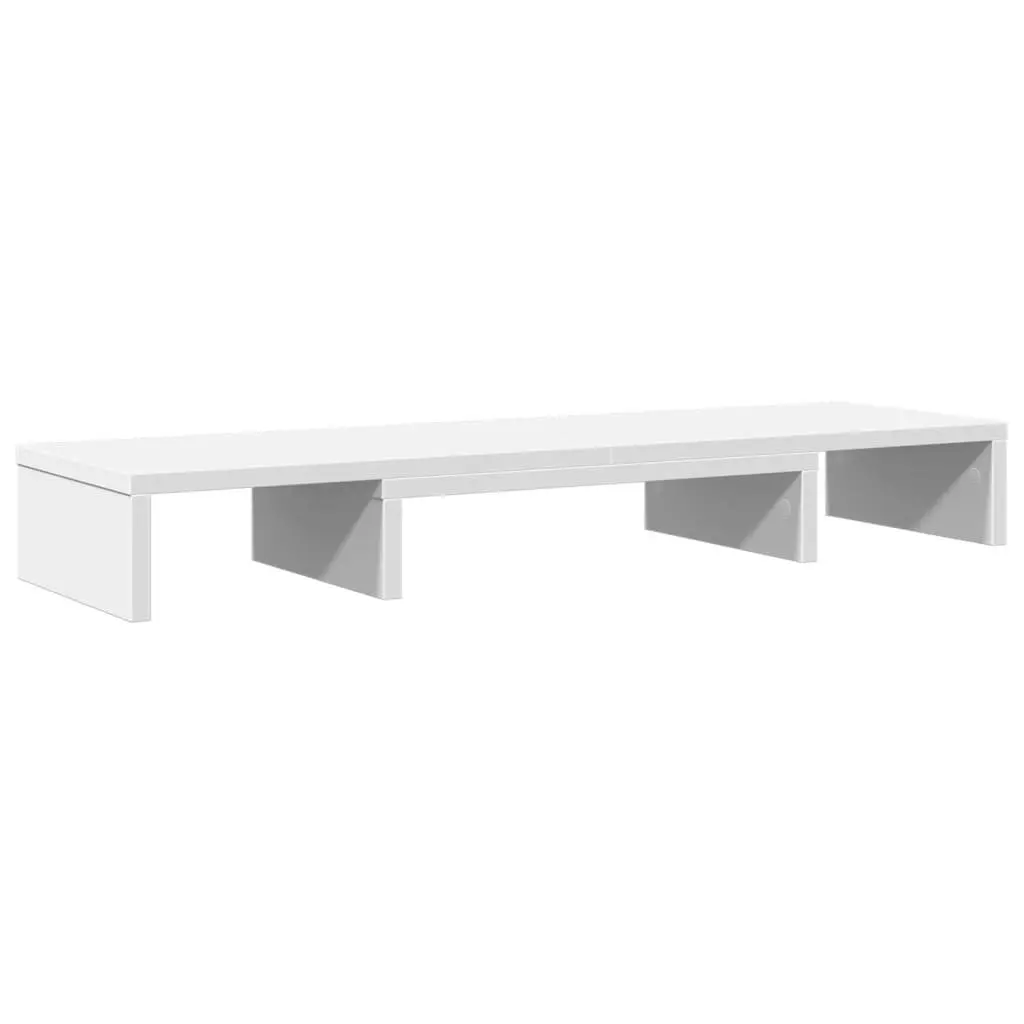 Adjustable Monitor Stand Riser White Engineered Wood Dual Monitor Desk Organizer 80 x 24 x 10.5 cm