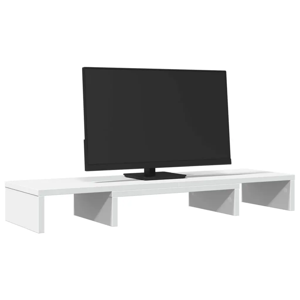Adjustable Monitor Stand Riser White Engineered Wood Dual Monitor Desk Organizer 80 x 24 x 10.5 cm