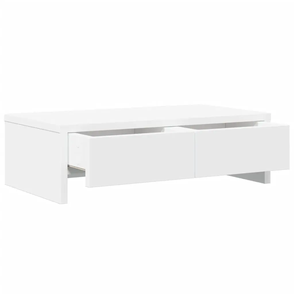 Monitor Stand with Drawers White 50x27x15 cm Engineered Wood Desktop Riser