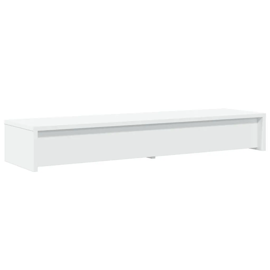 Monitor Stand Computer Riser White Engineered Wood 2 Drawers Desk Organizer
