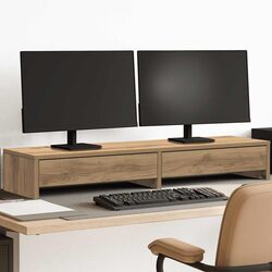 Practical Engineered Wood Monitor Stand with Drawers