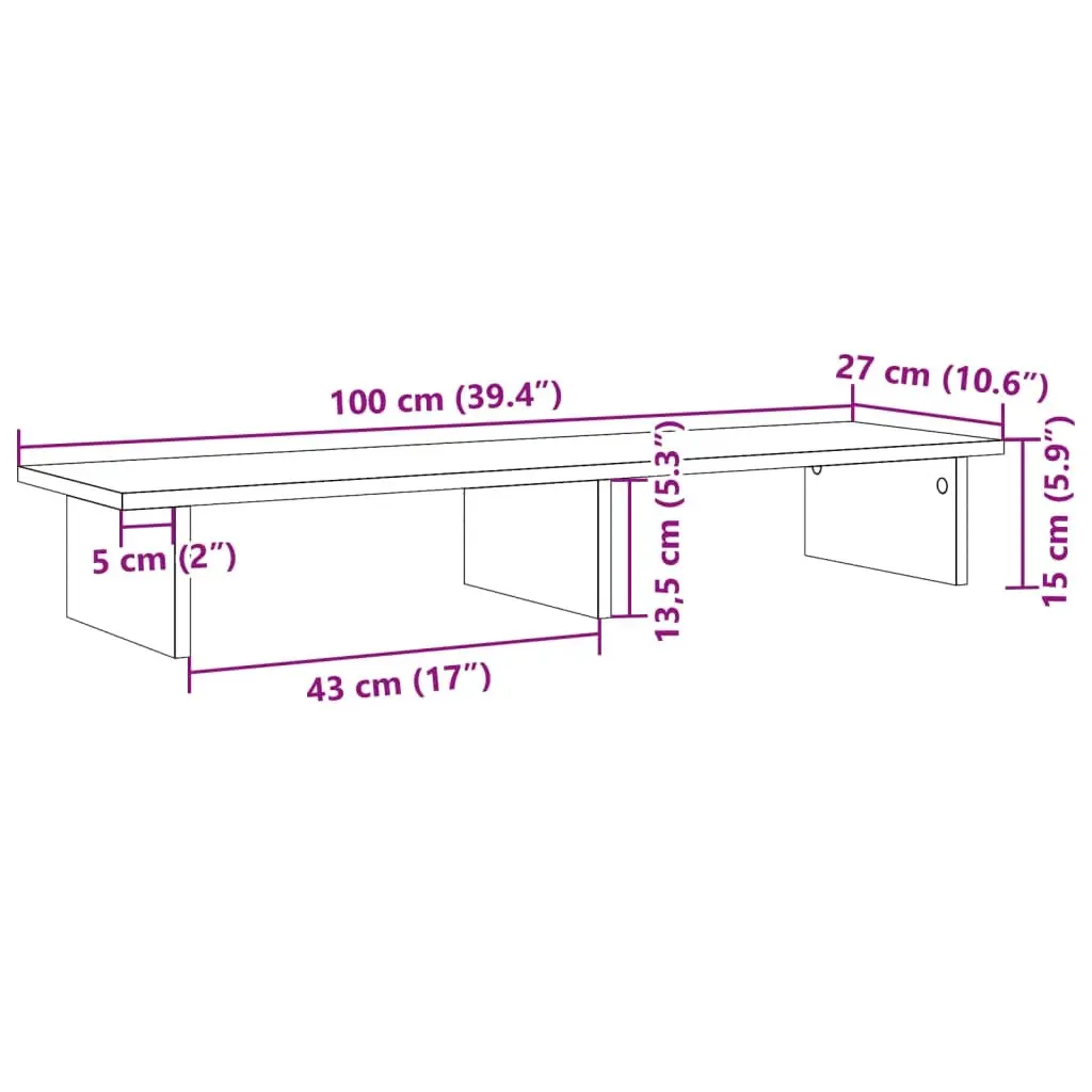 Monitor Stand Riser Storage Shelf 100cm Brown Sonoma Oak Wood