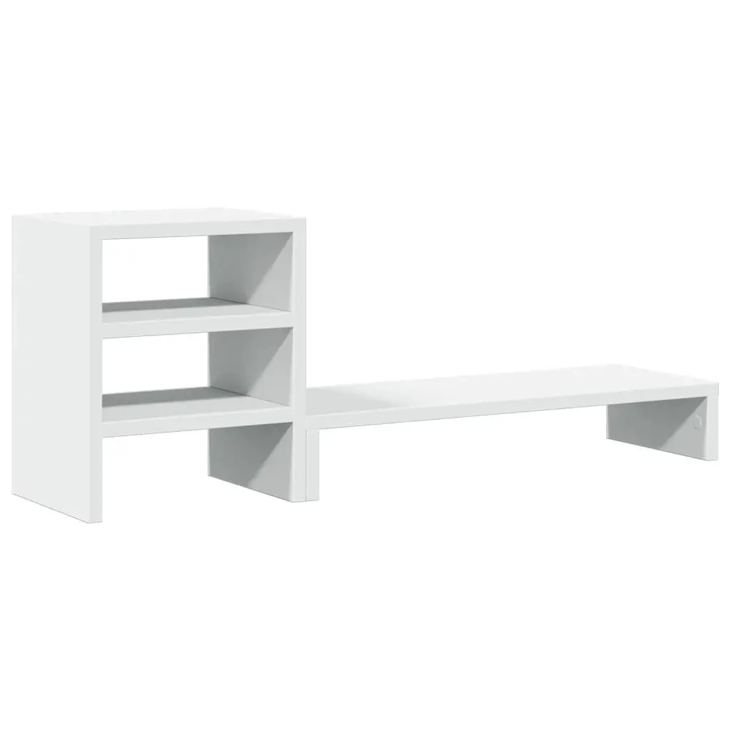 Monitor Stand Desk Organiser White Engineered Wood