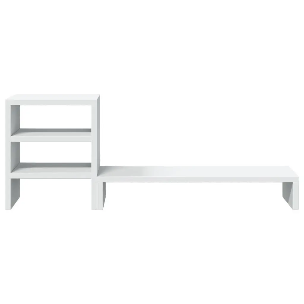 Monitor Stand Desk Organiser White Engineered Wood