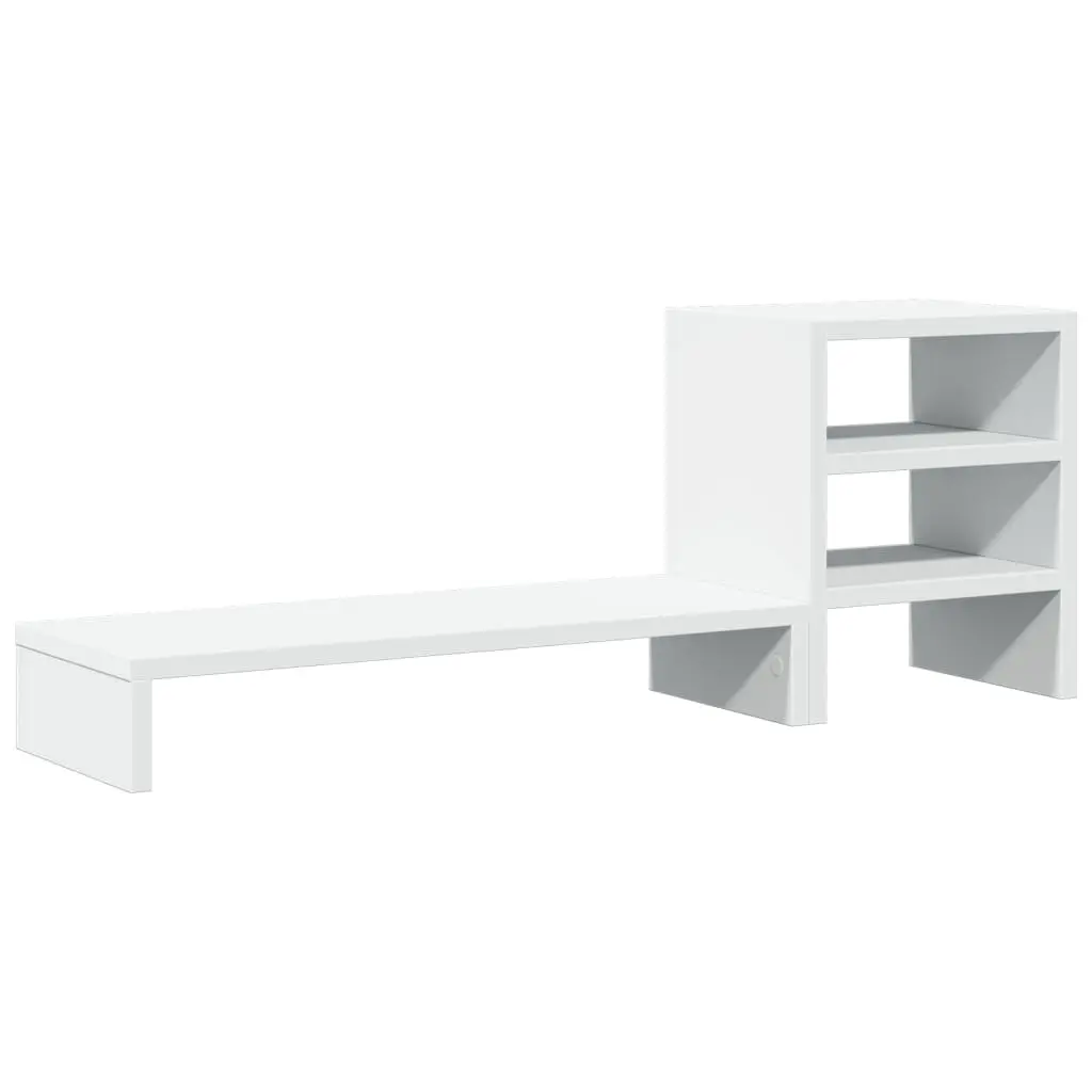 Monitor Stand Desk Organiser White Engineered Wood