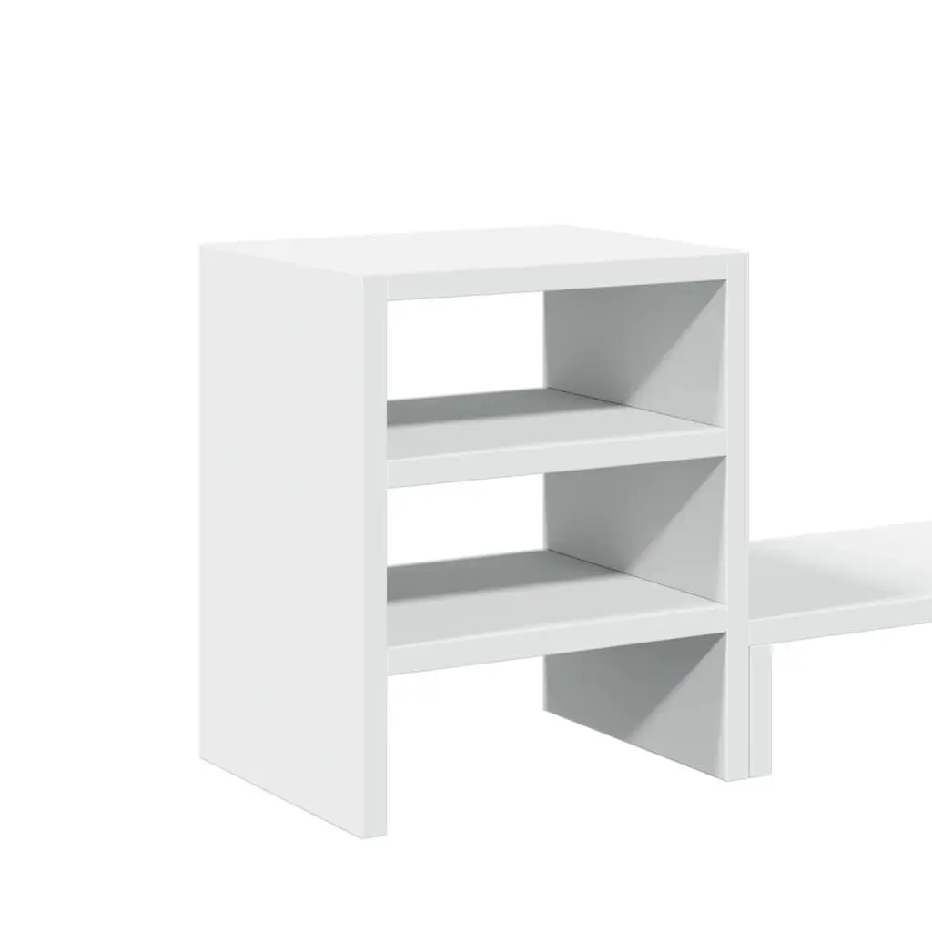 Monitor Stand Desk Organiser White Engineered Wood