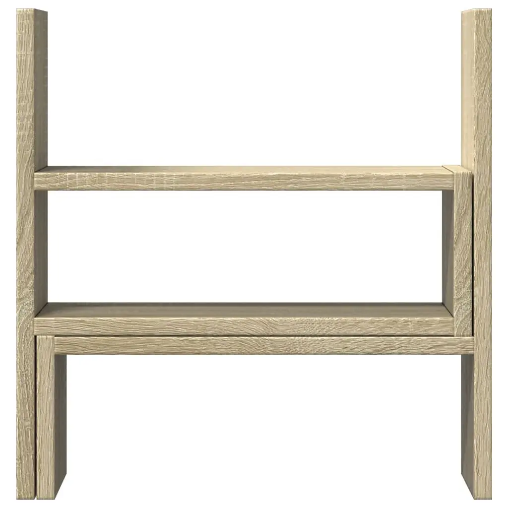 Adjustable Two Piece Shelf Rack Storage for Desk Organiser Brown