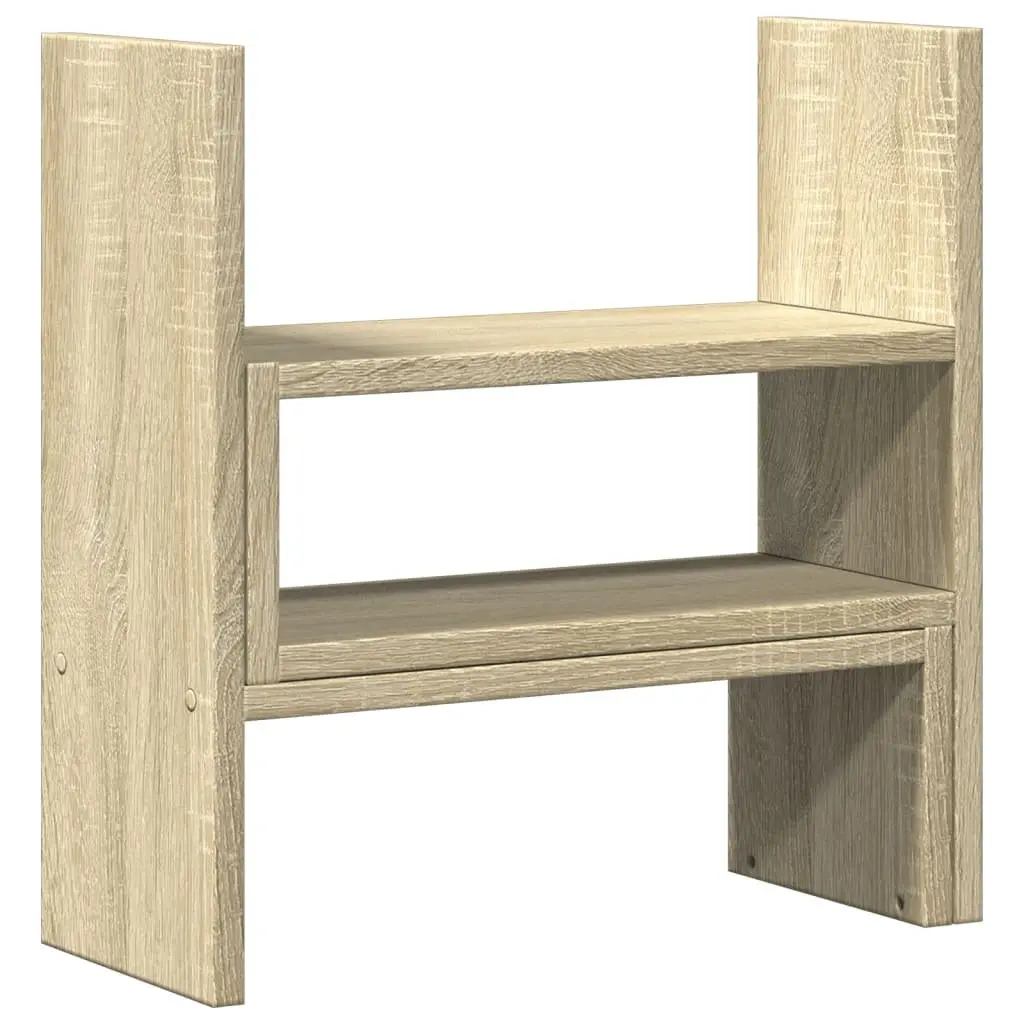 Adjustable Two Piece Shelf Rack Storage for Desk Organiser Brown