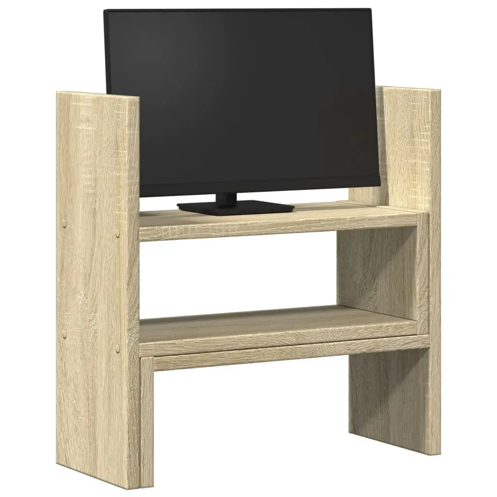 Adjustable Two Piece Shelf Rack Storage for Desk Organiser Brown