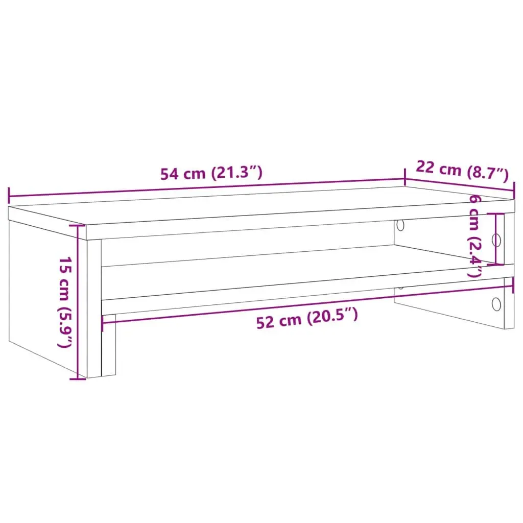 Monitor Stand White Computer Riser Desk Organizer 54 x 22 x 15 cm