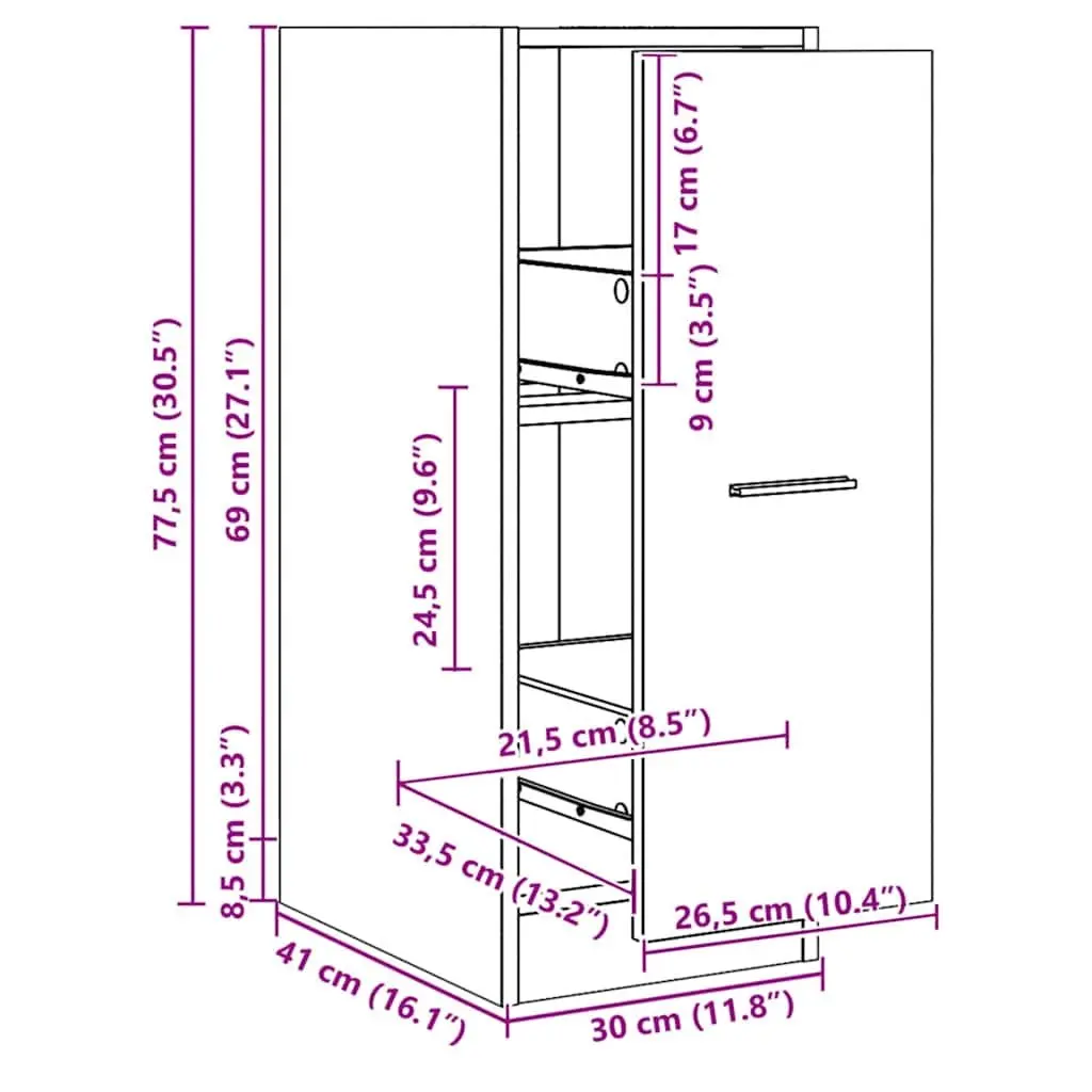 Apothecary Cabinet Storage Organizer Engineered Wood Brown 30 x 41 x 77.5 cm
