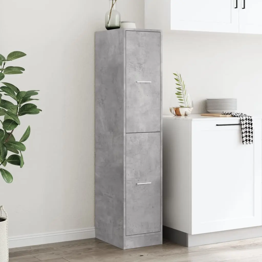 Apothecary Storage Cabinet Grey Engineered Wood Drawer Organizer 30 x 41 x 144.5 cm