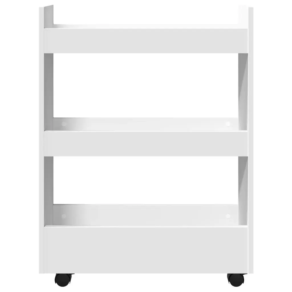 Narrow Storage Trolley 3 Tier Organiser White Rolling Cart Kitchen Bathroom