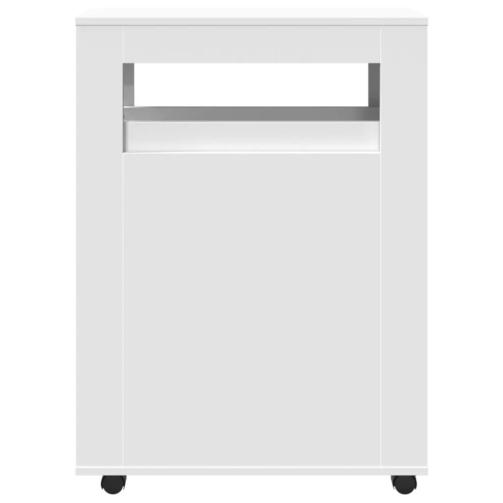 Narrow Bathroom Storage Cabinet Organiser White Engineered Wood with Wheels