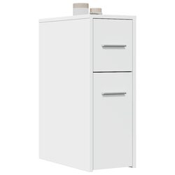 Practical Narrow White Bathroom Cabinet with Wheels