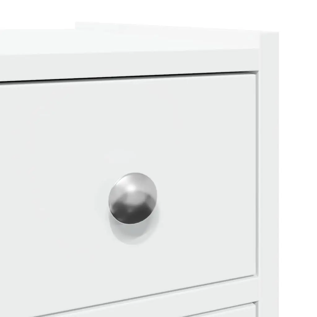 Narrow Bathroom Storage Cabinet on Wheels Engineered Wood Tall Cupboard White
