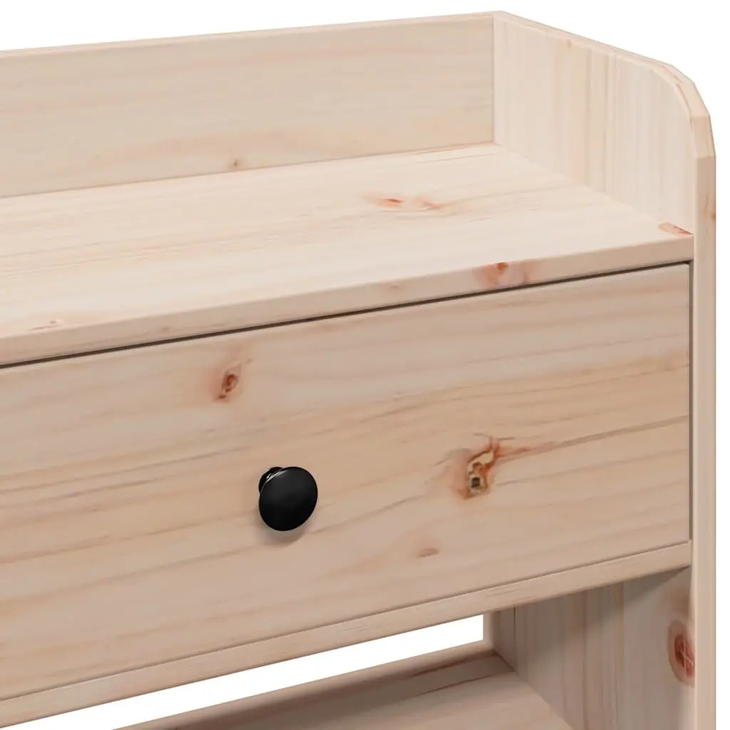 Headboard with Storage 90cm Brown Solid Wood Pine Bedroom Freestanding