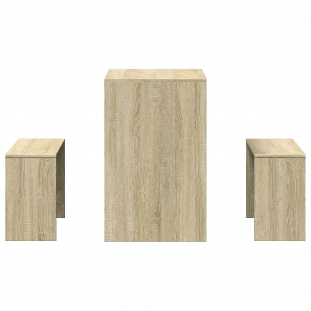 Dining Table and Bench Set 3 Piece Kitchen Furniture Engineered Wood Brown