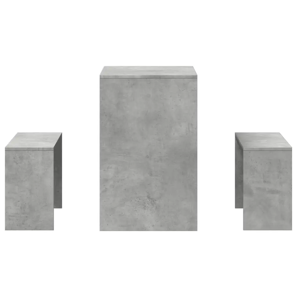 3 Piece Dining Table Bench Set Grey Kitchen Furniture Engineered Wood Seats