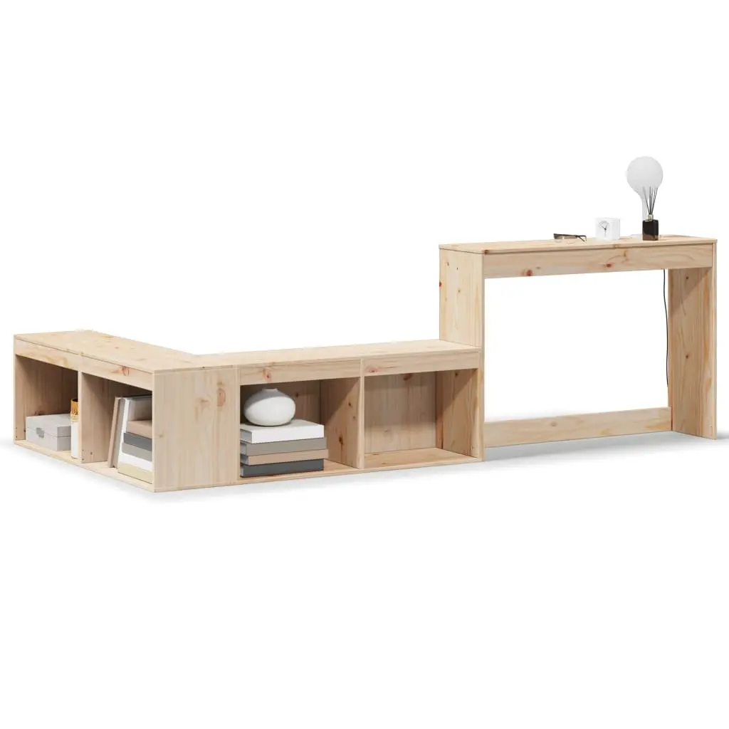 Bedside Cabinet with Desk 232x122x75 cm Solid Pinewood Storage Bedroom Furniture