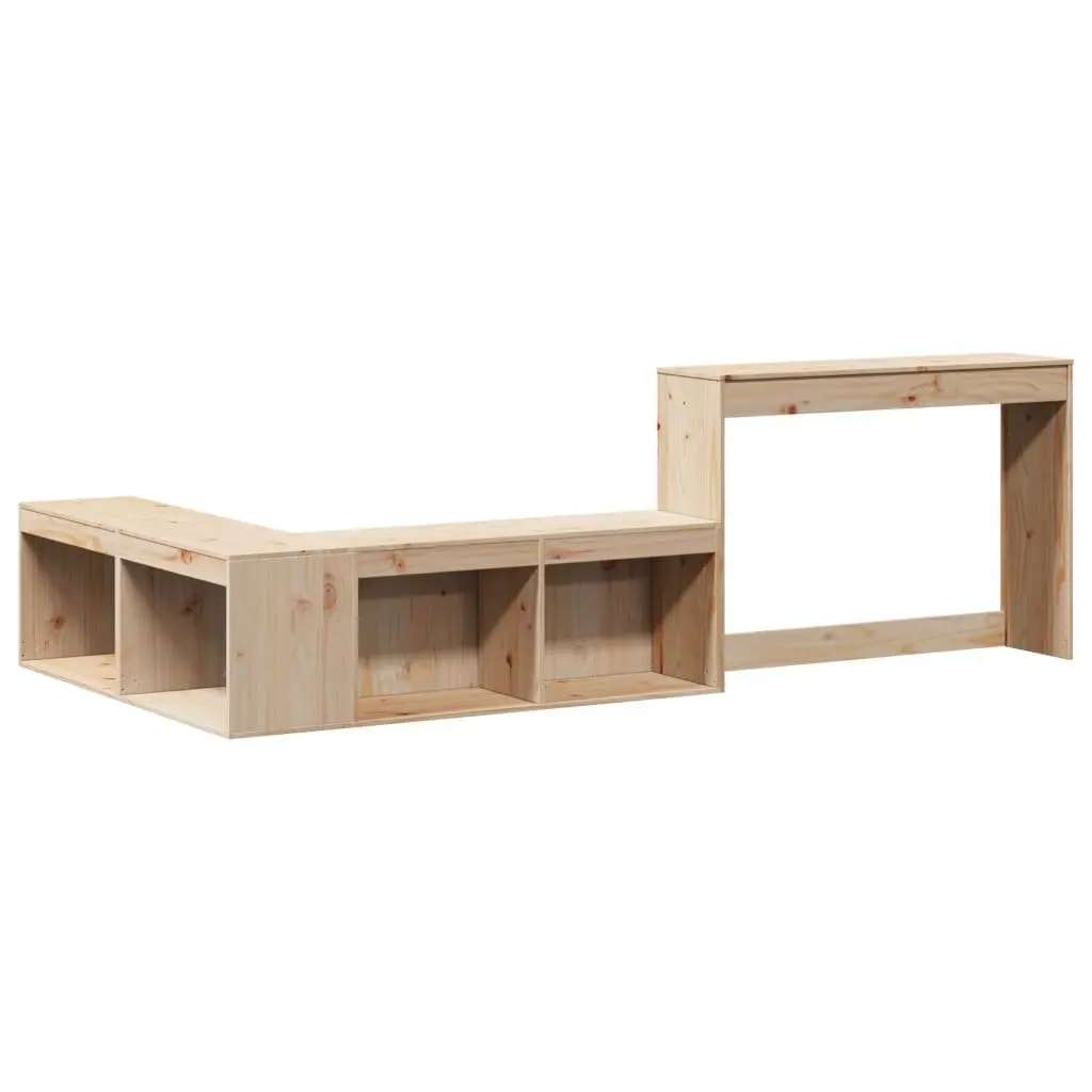Bedside Cabinet with Desk 232x122x75 cm Solid Pinewood Storage Bedroom Furniture