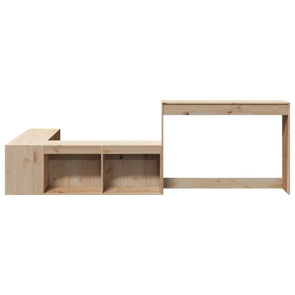 Bedside Cabinet with Desk 232x122x75 cm Solid Pinewood Storage Bedroom Furniture