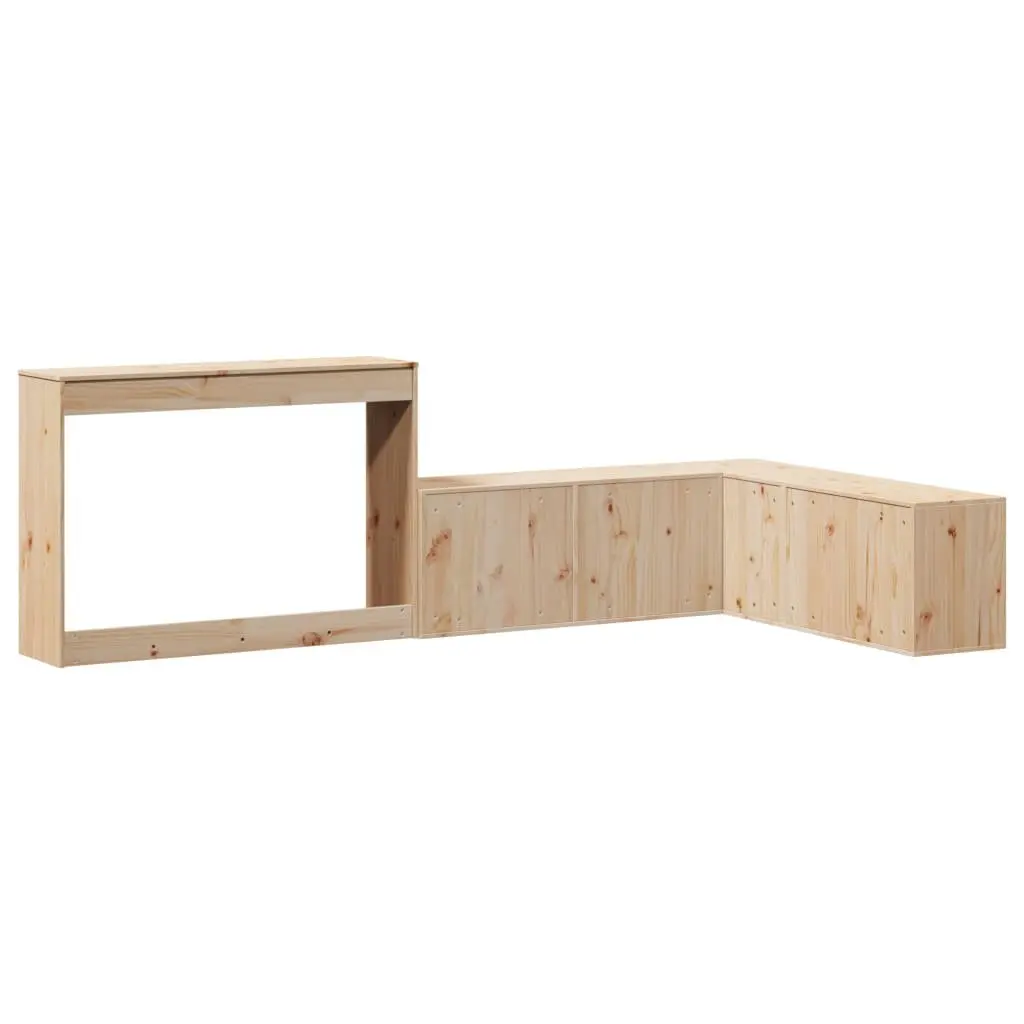 Bedside Cabinet with Desk 232x122x75 cm Solid Pinewood Storage Bedroom Furniture